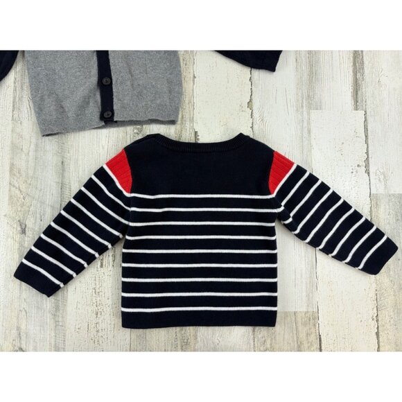 Lot of 2 Jacadi Sweaters Cardigan Blue Stripe Baby Boys Sz 18 M - Picture 8 of 11